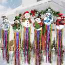 8pcs Christmas Windsocks Outdoor Hanging Decorations with Tassels Snowman Yard Decorations for Outside 3.3ft Xmas Decorative Signs for Wall Tree Home Lawn Yard Party Supplies Garden Decor