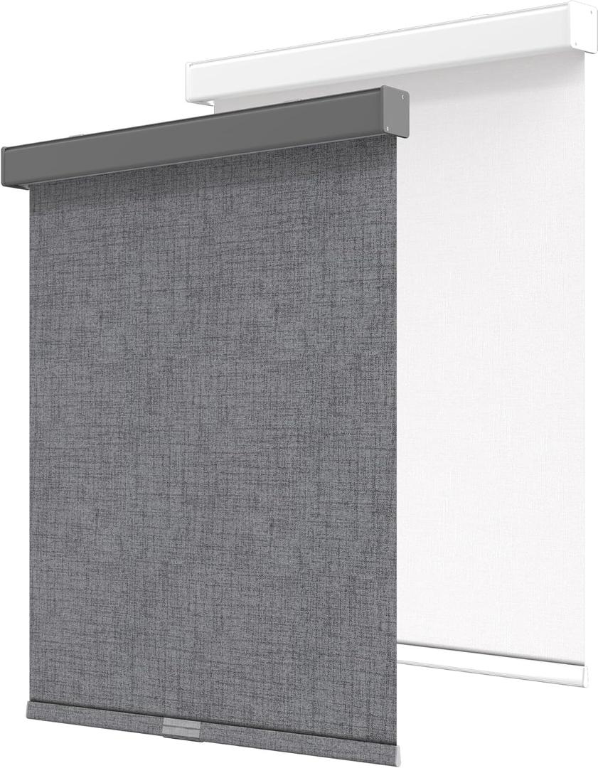 GENIMO 100% Blackout Blinds for Indoor Windows, Cordless Window Shades, Jacquard Thermal Insulated, UV Protection Fabric, Window Blinds for Home, Bedroom, Office, Easy to Install, Grey, 27" W X 72" H