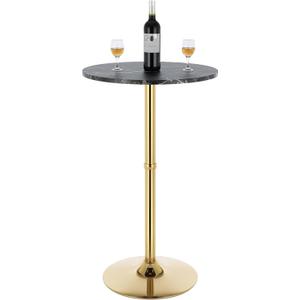 Finnhomy 24" Round Cocktail Bar Table with Metal Base, Tall Bistro Pub Table, Counter Bar Height Table for Kitchen, Dining Room, Living Room, Easy Assembly, Black&Gold (39.1" Height( Fixed))