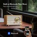 YOWGUIF AM FM Radio Classic Retro Wood Table Radio Bluetooth Speakers Radios Plug-in Wall with Rotary Knob Great for Home, Office