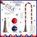 Jetec 4th of July Red White Blue Bead Garland 250th Patriotic Wood Tassle Bead Decorations Red Blue USA Tiered Tray Decor Garland for American Anniversary Independence Day Vase Tiered Tray