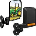 Universal Tractor Side Mirrors Compatible with Forklifts, Lawn Movers Kubota B BX Mahindra Tractor Accessories with Rubber Coated Magnetic Mounting Base - Plug and Play