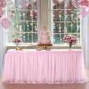 6ft Pink Tulle Table Skirt Baby Shower Tablecloth for Rectangle Tables or Round Tables Pink Ruffle Tutu Table Skirts Desk Skirt for Princess Girls Birthday Party Cake Dessert Table Decorations (72" x 30" (6FT))
