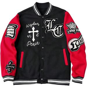 SOLY HUX Men's Letter Graphic Color Block Varsity Jacket Long Sleeve Y2k Streetwear Baseball Jacket, XXLarge