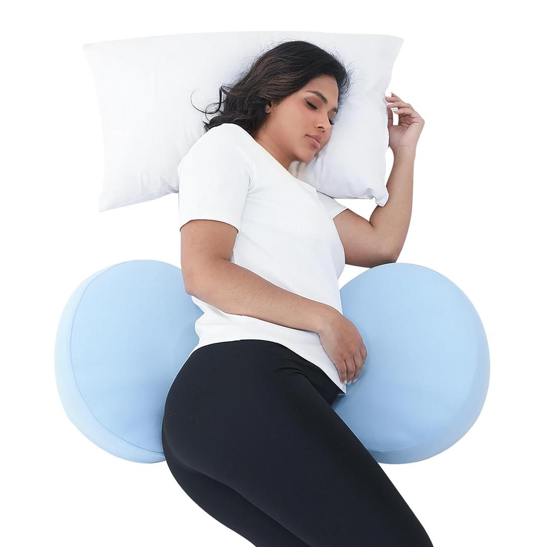 2 x Pregnancy Pillow for Sleeping Memory Foam Maternity Pillow for Side Sleepers, Adjustable Travel Wedge Pillow Support for Back, Belly, and HIPS for Pregnant Women,Cooling Silk Blue