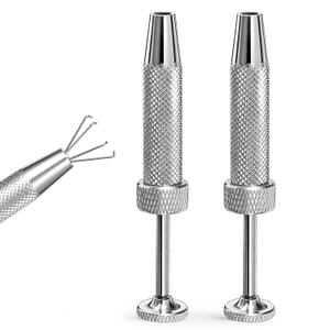 Qianyu 2 PCS Piercing Ball Grabber Tool Anti-slip Stainless Steel Diamond Claw Tweezers Piercing Assistant Pen 4 Claw Jewel Pickup Tool Gem Picker for Small Parts