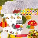 WorldBazaar 24 Sets Thanksgiving Suncatchers Craft Ornament Thanksgiving Animal Window Paint Art Suncatchers Craft Kits for Kids Fall Suncatcher Decorations Classroom Harvest Party Arts and Crafts