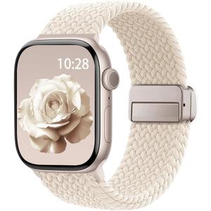 Braided Stretchy Band Compatible with Apple Watch Bands 44mm 45mm 46mm 49mm Women Men, Soft Nylon Solo Loop Magnetic Sport Strap for iWatch Series 11 10 9 8 7 6 5 4 3 2 1 SE Ultra