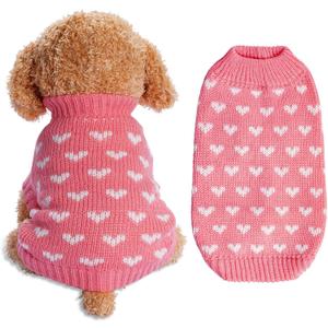 Dxhycc Dog Knitted Sweater Dog Heart Sweater Puppy Sweater Warm Soft Pet Holiday Clothes for Medium Cats and Dogs (Pink, M)