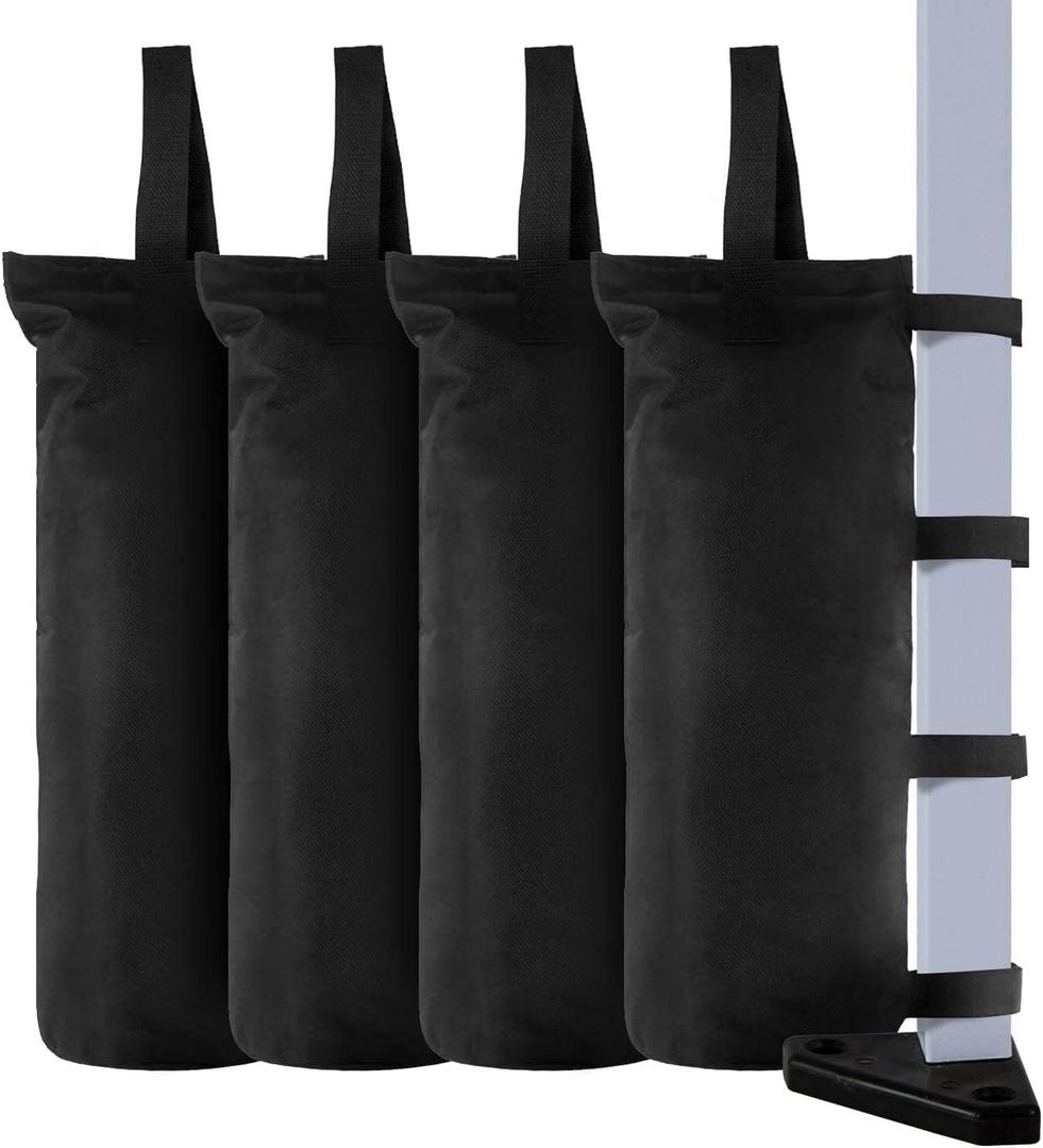 venrey 4-Pack 112 LBS Canopy Sandbags Weight Bags, Outdoor Pop Up Canopy Tent Gazebo Weight Sand Bag Anchor Kit Without Sand, Black