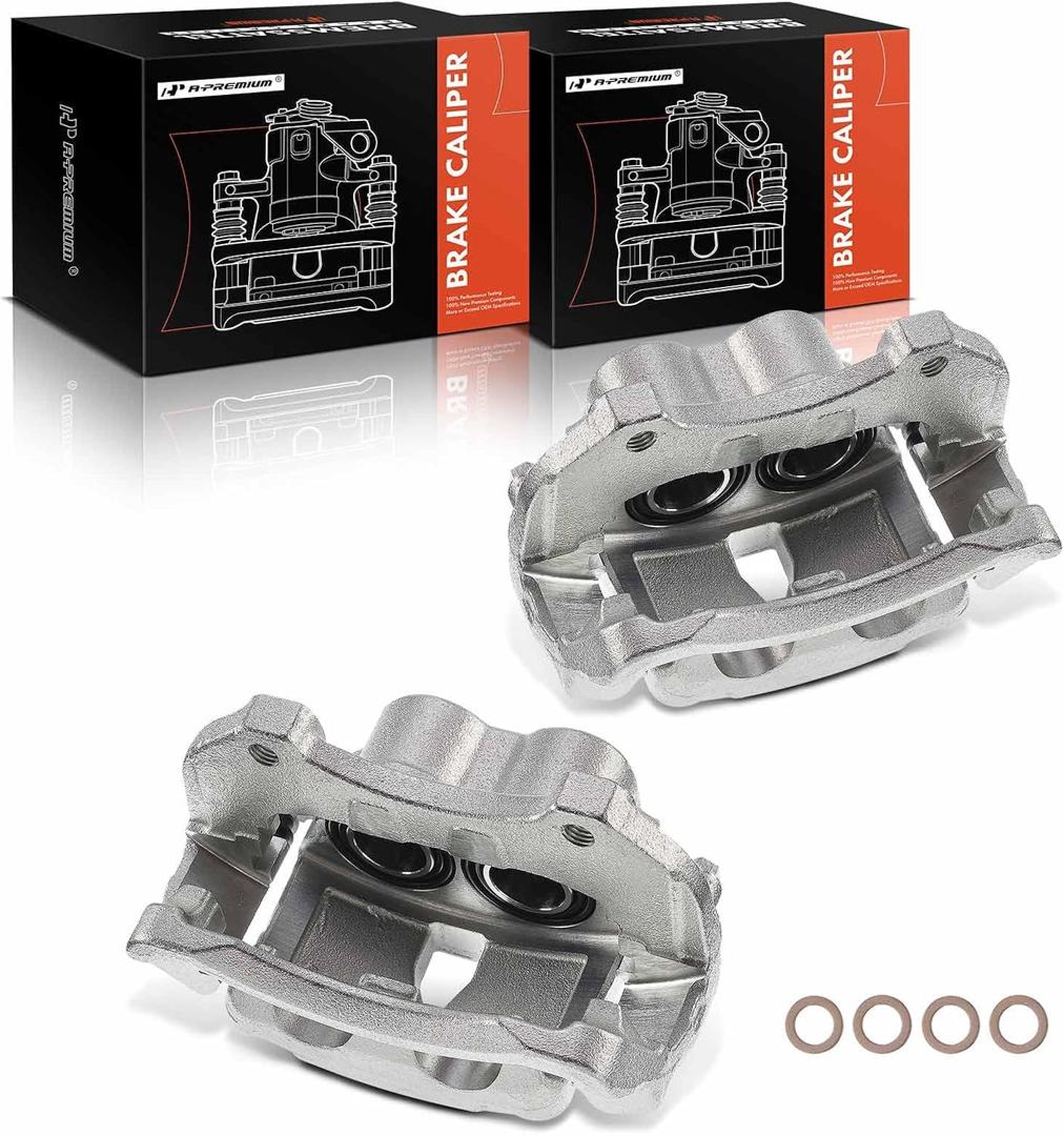 A-Premium Disc Brake Caliper Assembly with Bracket Compatible with Select Cadillac Models - CTS 2008-2014 3.6L, CTS 2010-2014 3.0L - Front Driver and Passenger Side, 2-PC Set