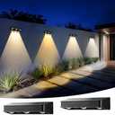 AUDERWIN Solar Fence Lights, 1200 mAh Solar Wall Lights Outdoor Waterproof IP65 led for Outside Backyard, Patio, Front Porch, Yard, House, Garden, Pool Decor (6 Pack) 6 Modes
