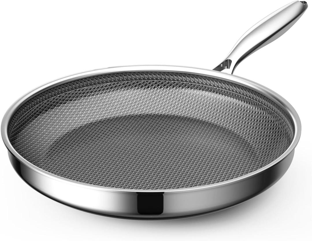 Hybrid Nonstick 12 Inch Frying Pan,Non stick Frying Pan,Stay-Cool Handle, Dishwasher-Friendly, Oven-Safe Up to 600F, Induction Ready, Compatible with All Cooktops