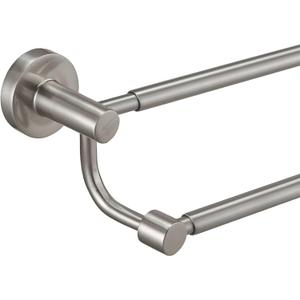 BESy Adjustable 16-26 Inches Double Bath Towel Bar for Bathroom SUS304 Stainless Steel Towel Holder, Hotel Style Wall Mount with Screws Hand Towel Bar Towel Rack Rod Hanger, Brushed Nickel Finish