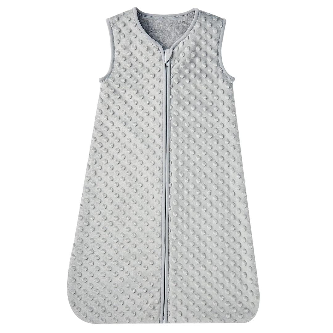 DaysU Baby Sleep Sack with Plush Dots 0-6 Months, 2.5 TOG Sleeveless Baby Wearable Blanket with 2-Way Zipper, Sleeping Bag for Infant Newborn, Grey (Small)