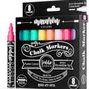 Loddie Doddie Liquid Chalk Markers - Pack of 8, Macaron Pastel, 6mm Point - Dual Tips for Chalk Pens - Versatile on Glass & Acrylic with Acrylic Markers