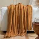 inhand Brown Throw Blanket for Couch Bed,Fall Home Decorative Soft Chunky Chenille Woven Blankets with Tassels,Lightweight Cozy Boho Farmhouse Warm Winter Gifts for Women,50"x60",Medium Thick