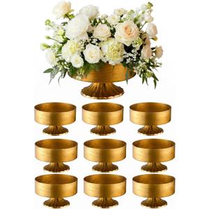 Remerry 10 Pcs Gold Compote Vase Metal Pedestal Bowls for Centerpiece