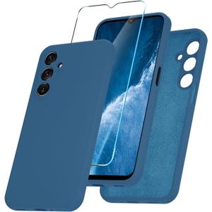 YENAPOON for Samsung Galaxy A16 5G Case, Silicone Phone Case with 1 Screen Protector, Soft Anti-Scratch Microfiber Lining, Full Body Shockproof Slim Cover, Navy Blue