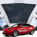 Sunshade Roof for Tesla Model Y Accessories [No Sag & No Gap] Top Glass Roof Shade for Tesla Model Y 2024-2020 Foldable and Easy to Store - Mesh