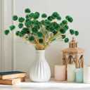 Hananona 12 Pcs Artificial Chrysanthemum Flowers, Green Kiku Pom Pom Mums Flower Faux Floral Arrangements Centerpiece for St Patrict Day Home Kitchen Decor (12, Blackish Green)