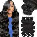 14A Human Hair Bundles 20 22 24 Inch Body Wave 100% Unprocessed Brazilian Virgin Hair 3 Bundles Human Hair Extensions Quick Weave No Tangle Shedding Silky Soft Natural Black