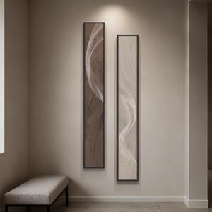 Large Framed Long Narrow Vertical Neutral Abstract Wall Art Set of 2, Beige Brown Modern Canvas Prints Paintings Artwork for Walls, Minimalist Pictures for Entryway Hallway Living Bedroom Wall Decor, 8" W X 56" H