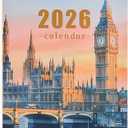 2 x 2026 calendar-wall calendar January-December Calendar World Famous Buildings Theme wall calendar 11.7 x 8.2 Wall Calendar ffor Office Home Planning & Organizing