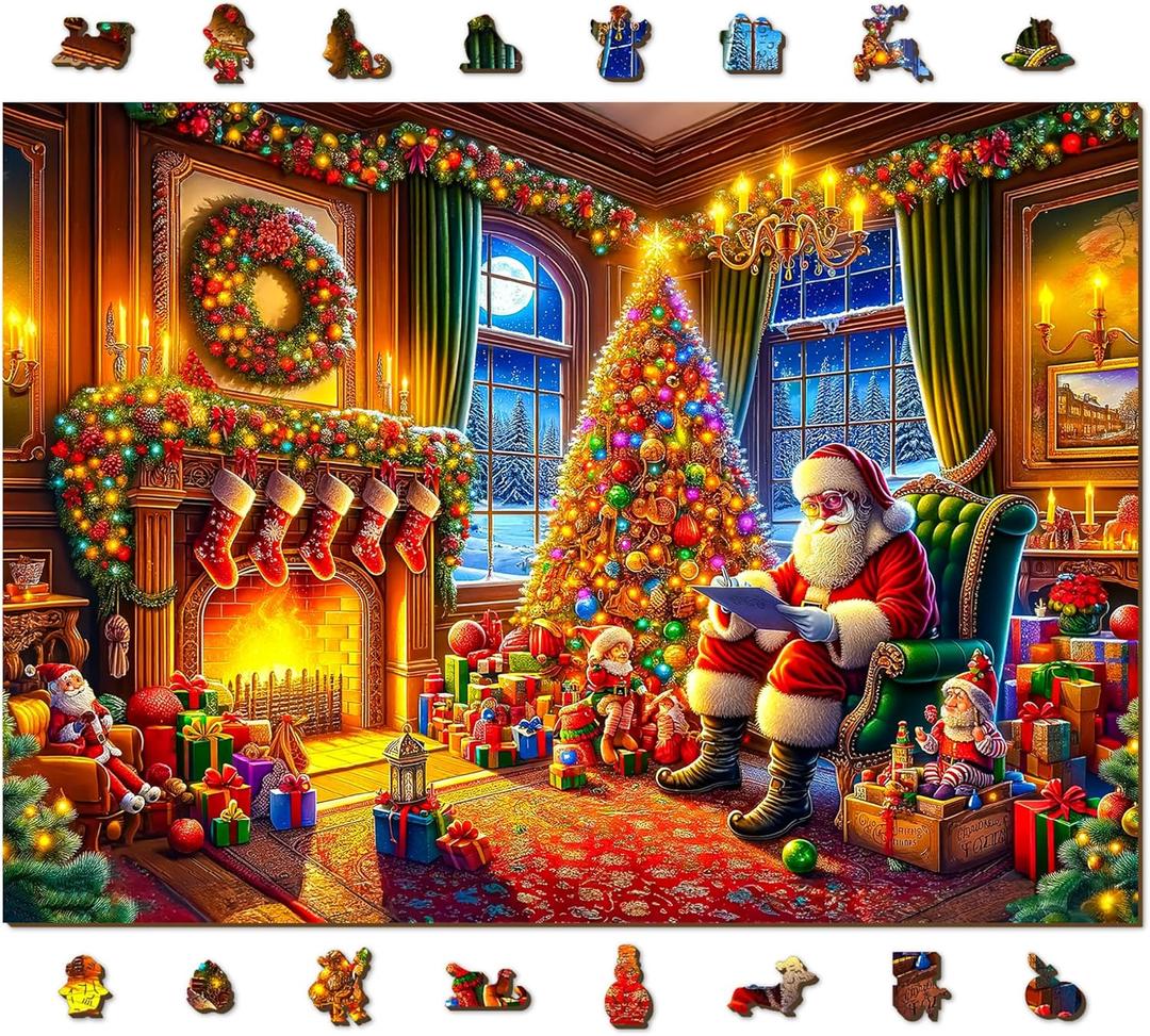 WOODEN.CITY 1000 Piece Christmas Puzzle for Adults - The Magic of Christmas Eve Holiday Puzzle, Made in EU