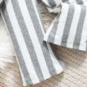 Baby Girl Clothes Long Sleeve Fall Outfits Toddler Sweatsuit Striped Flare Pants (12-18 Months, Grey)