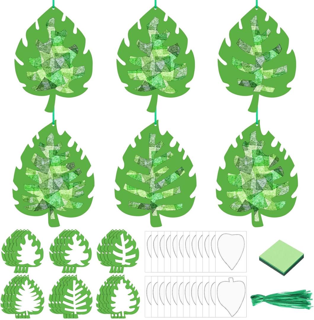 Hollowfly 24 Sets Palm Sunday Crafts Easter Palm Leaf Tissue Paper Craft Kits DIY Hanging Ornament Sunday School Gifts Holy Week Crafts Religious Christian Decorations Kit for Easter Party Activities