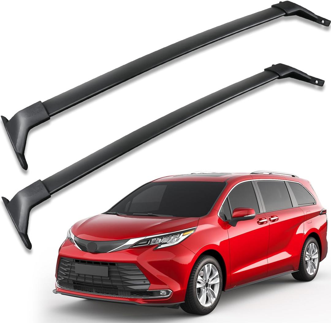 Roof Rack Cross Bars Compatible with Toyota Sienna 2021 2022 2023 2024 2025, Aluminum Roof Rails Crossbars Replacement for Rooftop Cargo Basket Carrier Bag Luggage Rails Kayak Bike (black)