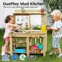 Tiny Land Outdoor Mud Kitchen for Kids, Wooden Play Kitchen with Water Tank, Water & Cooking Play, Sensory Fun, Weather-Resistant with Storage, Ideal for Toddlers Ages 3+