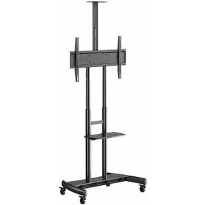 Universal TV Cart for 55" - 85" TVs, VESA 200x200mm to 800x500mm, Locking Wheels, Variable Height, 200 lbs TV Capacity, 10 lbs Shelf Capacity