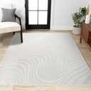 JONATHAN Y Maribo High-Low Abstract Striped Indoor/Outdoor Area Rug 4x6, Cream/Ivory, Contemporary, Modern, Vintage, Bohemian for Bedroom,Kitchen,Living Room,Non Shedding,Easy-Washing (SCN103A-4)
