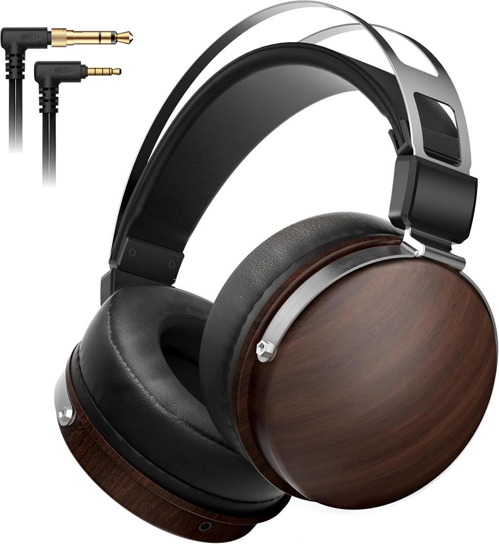 Wired Studio Headphones with 32, Professional Over-Ear Monitor Headset for Recording Mixing DJ Podcast Audiophile, Detachable Cables & Comfortable Protein Leather, Stereo for Computer Guitar Amp
