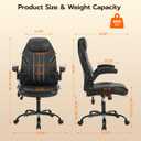 Ylzyxal Office Desk Chair, Ergonomic Computer Chair with Padded Flip-Up Arms and Adjustable Lumbar Support, PU Leather Executive Chair with Tilt Lock and 360 Swivel Rolling Wheels for Work, Study
