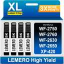 LEMERO Remanufactured Replacement for Epson 220XL Ink Cartridge Replacement for Epson 220 Ink Cartridges for Workforce WF-2760 WF-2750 WF-2630 WF-2650 WF-2660 XP-320 XP-420 Printer, 4 Pack