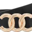 Women Belt for Jeans Dress Cinch Waist Belt for Ladies Faux Leather Belt with Gold Buckle (34-37 (Pant 12-14))