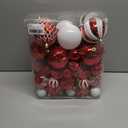 Christmas Ball Ornaments Set Assorted Shatterproof Ornaments 63 PCS Shaped Styles Xmas Tree Holiday Decorative,Red