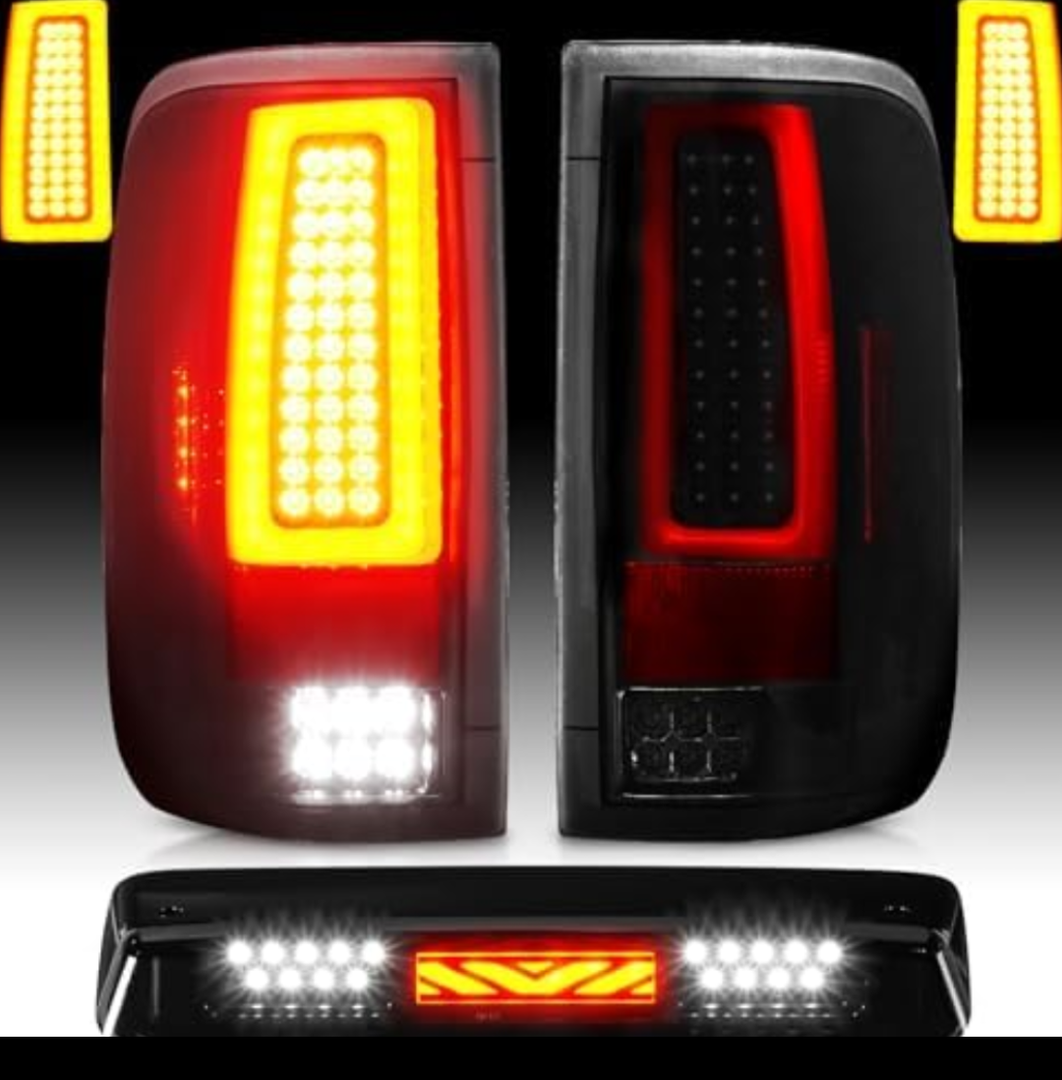LED Tail Lights Assembly + 3rd Third Brake Cargo Lamp Compatible with 2004-2008 Ford F-150 F150 Pickup [Factory Halogen Type] Fleetside Styleside Rear Taillight, 3 Pcs, Smoked Lens