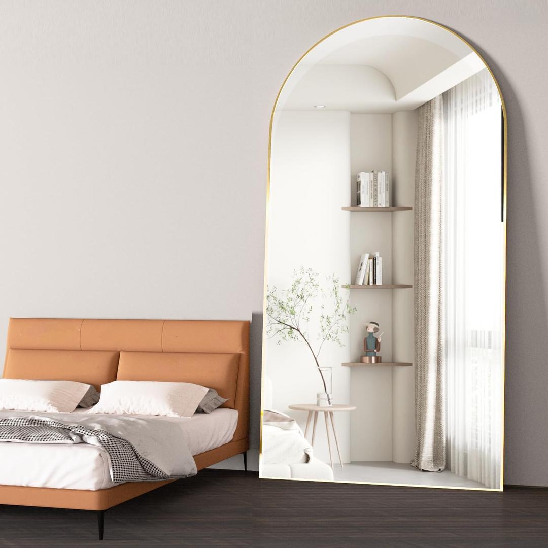 Arched Full Length Mirror Standing Mirror with Stand 78 x 38 Large Wall Mirrors Gold Hanging Standing or Leaning Against The Wall for Bedroom Entryway Arched Full Length Mirror Standing Mirror with Stand 78 x 38 Large Wall Mirrors Gold Hanging Standing or Leaning Against The Wall for Bedroom Entryway