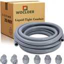 Liquid-Tight Conduit, 1-1/4 inch 25 Foot Flexible Non Metallic Electrical Conduit and Connector Kit,With 4 Straight and 2 Angle Fittings