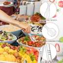 Mwellewm 36Pcs Serving Utensils Large Plastic Serving Utensils Set Serving Spoons for Buffet Clear Disposable Plastic Tongs 8.5'' Heavy Duty Slotted Spoons/Forks Supplies for Party Food Salad Soup
