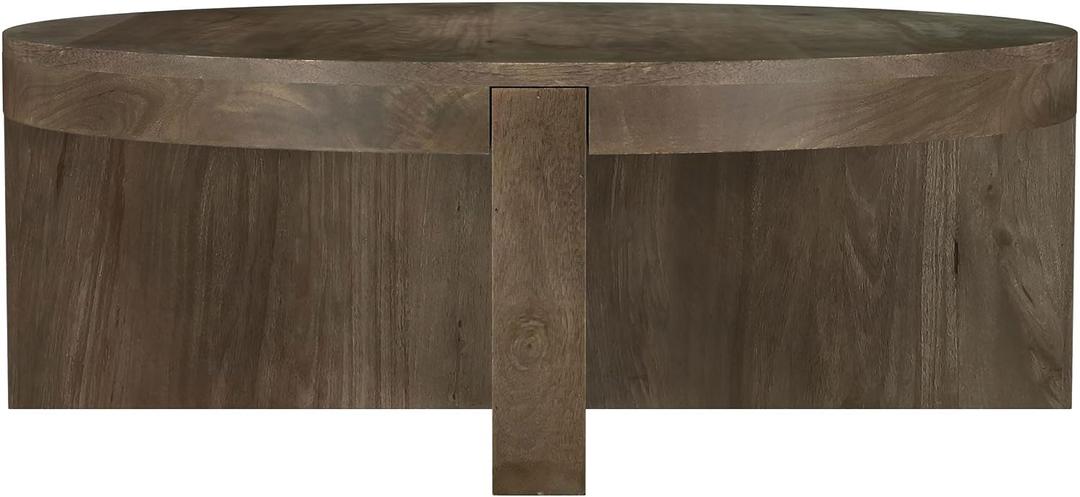 Coaster Home Furnishings - Kinkaid - Mango Wood - Round Coffee Table with Intersecting Base, Thick Slab Legs, Straight-Edge Profile and Modern Style - Living Room - 38 Inch - Brown - 710138, 38 inch diameter