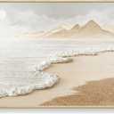 Framed Boho Coastal Beach Wall Art for Living Room, Extra Large Neutral Ocean Canvas Artworks for Walls, Horizontal Abstract Minimalist Coastal Art Print for Bedroom Kitchen Office Walls, 30x60 Inch