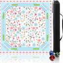 Mahjong mat for Table/31.5lnch/American Mahjong Table Cloth with Rules mats with Drawstring Bag,Noise ReductionAnti-Slip Game mat for Table,for Mahiona/PokerBoard Games/Card Games (Little Flower)