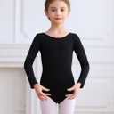 MdnMd Long Sleeve Dance Ballet Leotards for Girls Toddler Skirt Combo Ballerina Dresses Outfit Hollow Knot Back