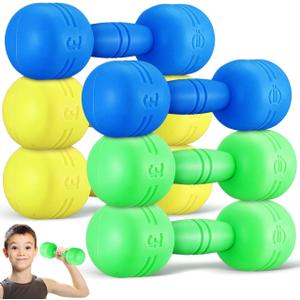 BESPORTBLE 3 Pairs of Kids Dumbbells with Sound - Pvc Plastic Weights for Toddlers - Fun Fitness Equipment for Ages 4-8 - Assorted Colors (Yellow, Blue, Green)
