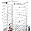 Qtqgoitem Lightweight Stair Climb Multipurpose 8 Wheel Aluminum Folding Utility Cart for Laundry, Shopping, Grocery, Transport up to 110 Pounds, Silver White (model: 6a6 0c3 bcb 03f 17d)